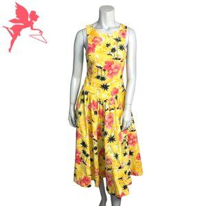 VINTAGE JOIE DE VIE CIRCA 2000 Drop Waist Hawaiian Sunset Dress